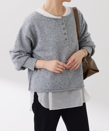 【前後兩穿】2WAY圓弧下襬亨利領針織衫