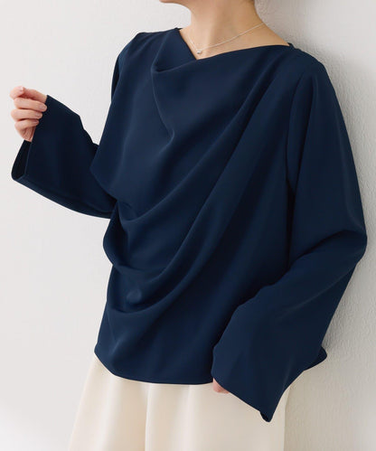 【高級感/遮蓋腰部】前褶皺女式襯衫/禮服
