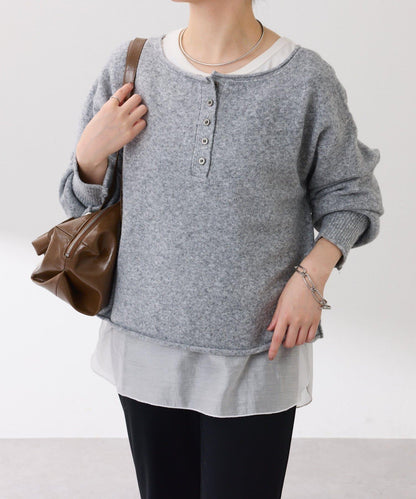 【前後兩穿】2WAY圓弧下襬亨利領針織衫