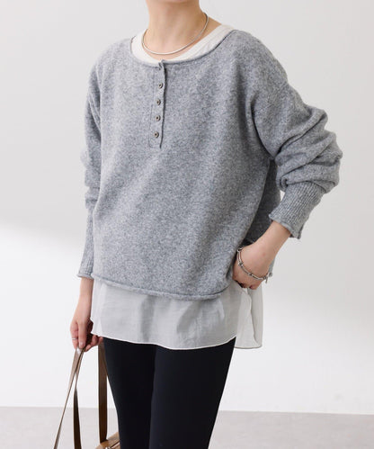 【前後兩穿】2WAY圓弧下襬亨利領針織衫