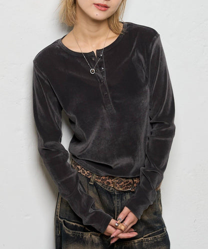 植絨網紗亨利領上衣