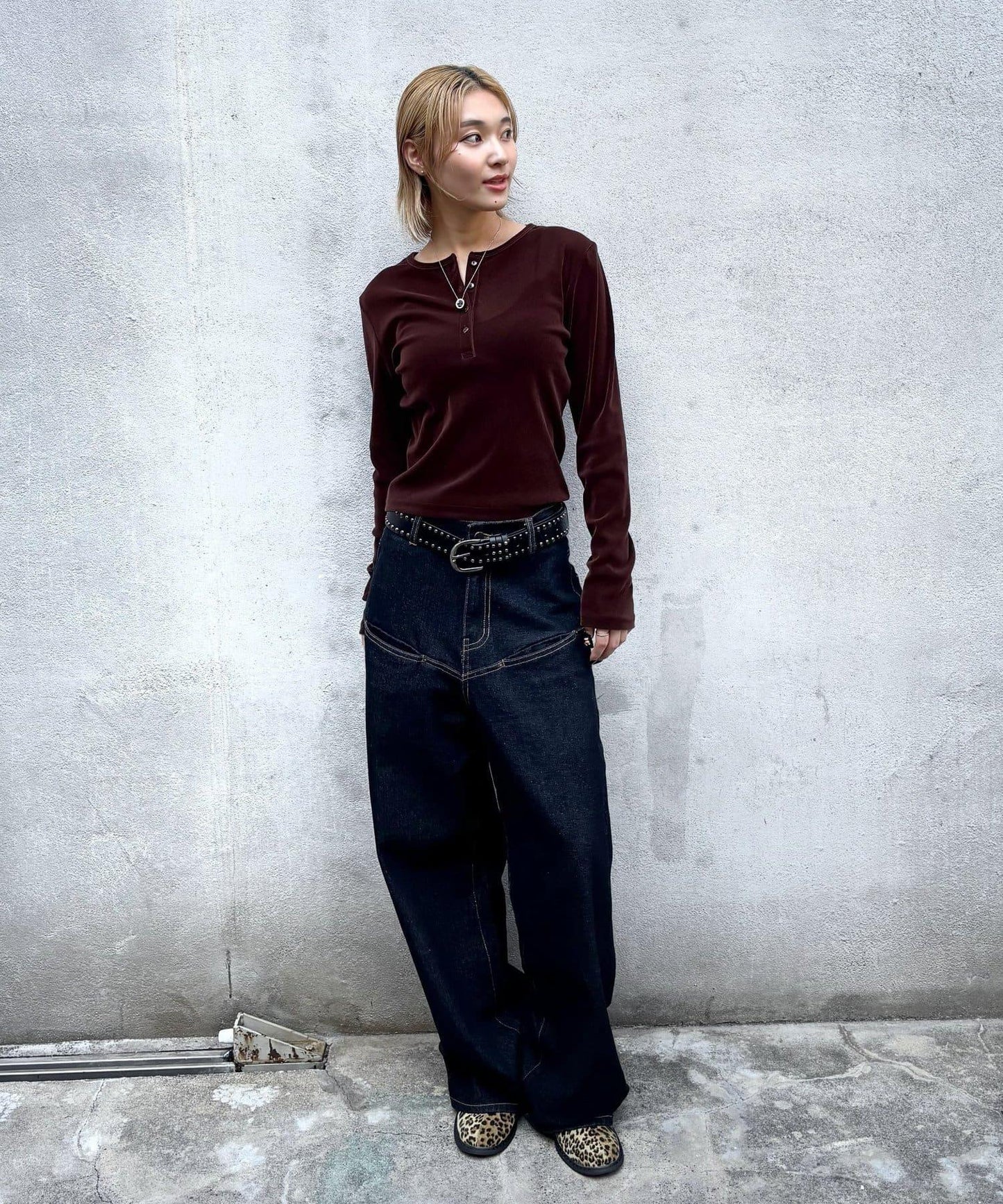 植絨網紗亨利領上衣