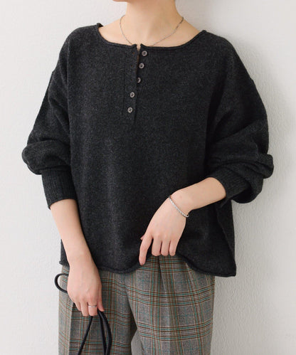 【前後兩穿】2WAY圓弧下襬亨利領針織衫