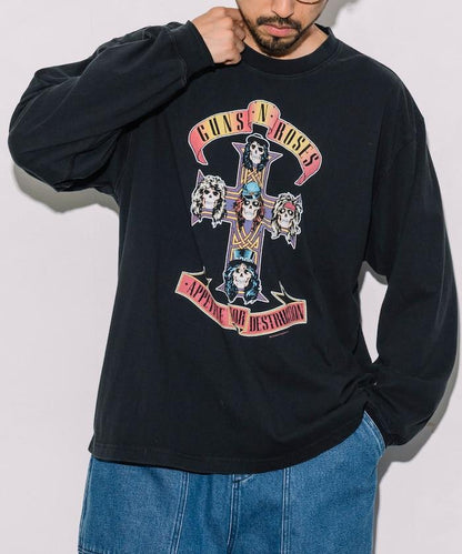 【EXCLUSIVE】GUNS N ROSES 槍與玫瑰 前印花長袖T恤