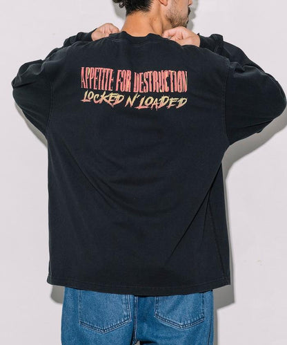 【EXCLUSIVE】GUNS N ROSES 槍與玫瑰 前印花長袖T恤