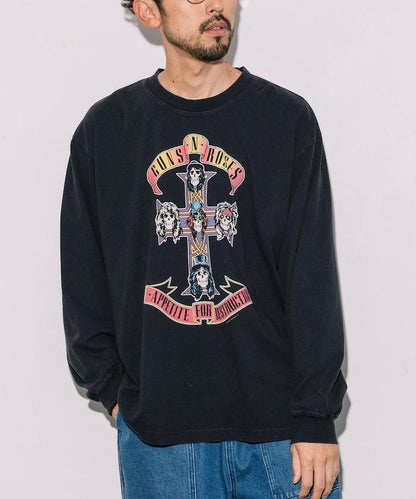 【EXCLUSIVE】GUNS N ROSES 槍與玫瑰 前印花長袖T恤