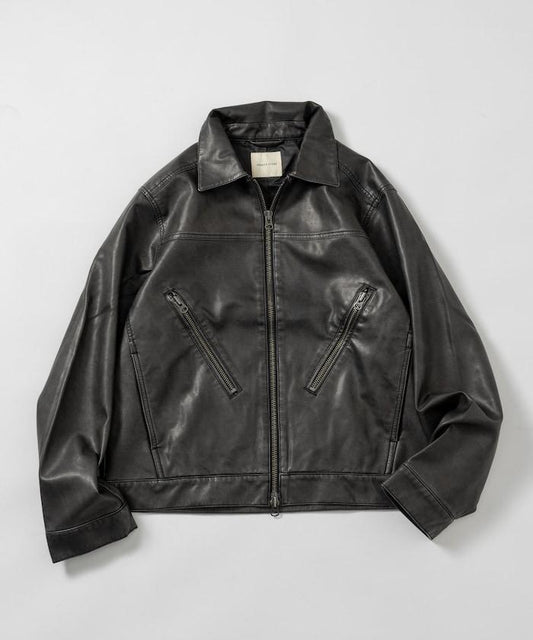 仿皮拉鍊機車夾克