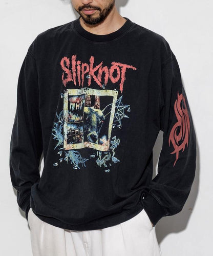 【EXCLUSIVE】復古風格 Slipknot 圖案長袖T恤