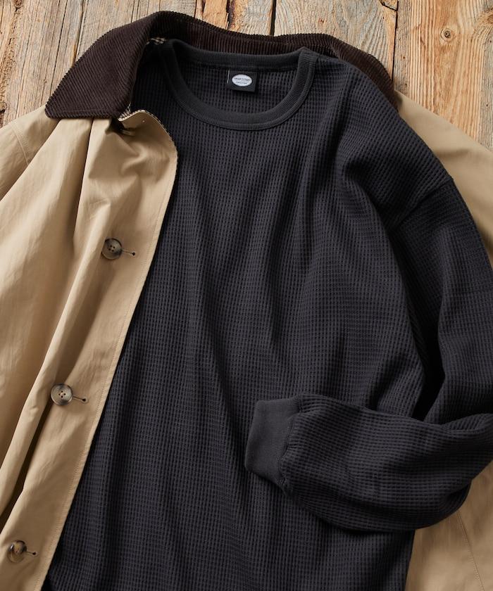 寬鬆版型長袖華夫格保暖長袖T恤