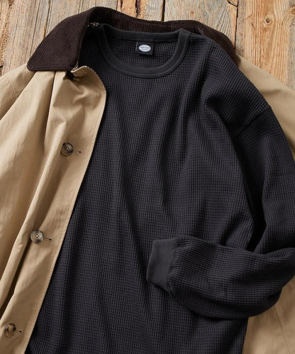 寬鬆版型長袖華夫格保暖長袖T恤