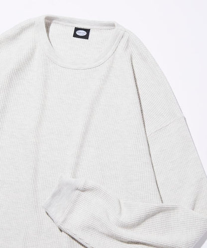 寬鬆版型長袖華夫格保暖長袖T恤