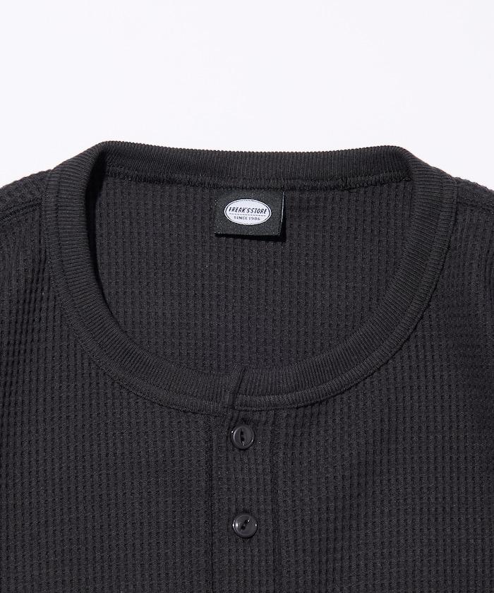 寬鬆版型長袖華夫格保暖亨利領長袖T恤