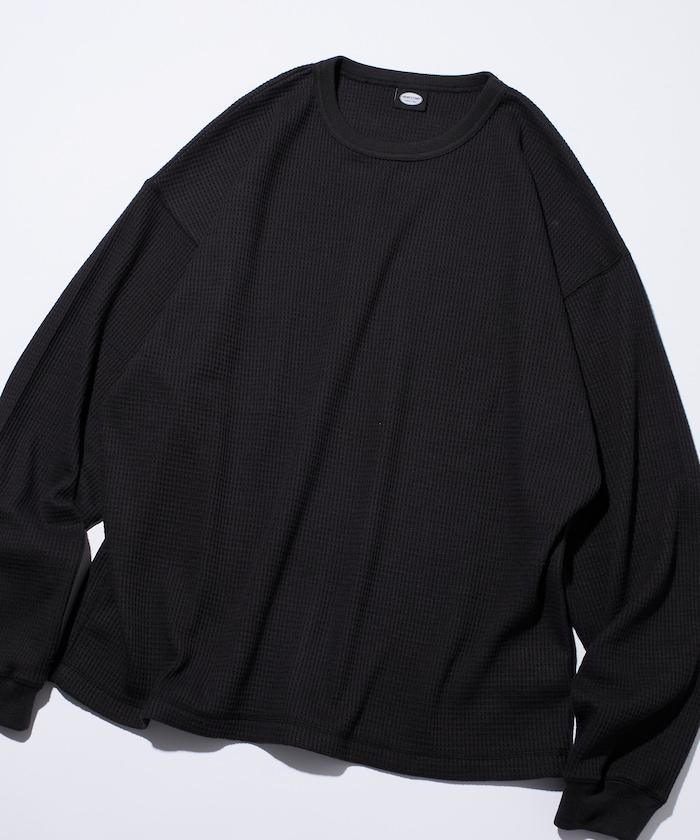 寬鬆版型長袖華夫格保暖長袖T恤