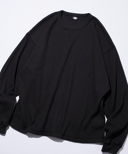 寬鬆版型長袖華夫格保暖長袖T恤