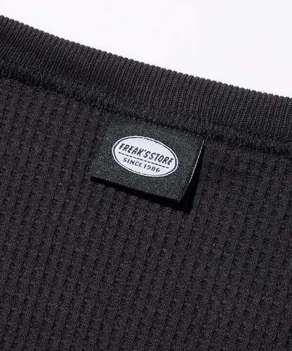 寬鬆版型長袖華夫格保暖亨利領長袖T恤