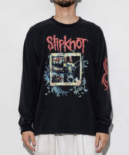 【EXCLUSIVE】復古風格 Slipknot 圖案長袖T恤