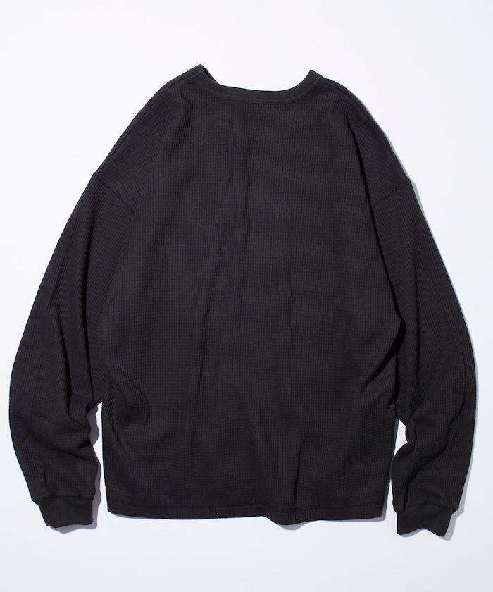 寬鬆版型長袖華夫格保暖長袖T恤