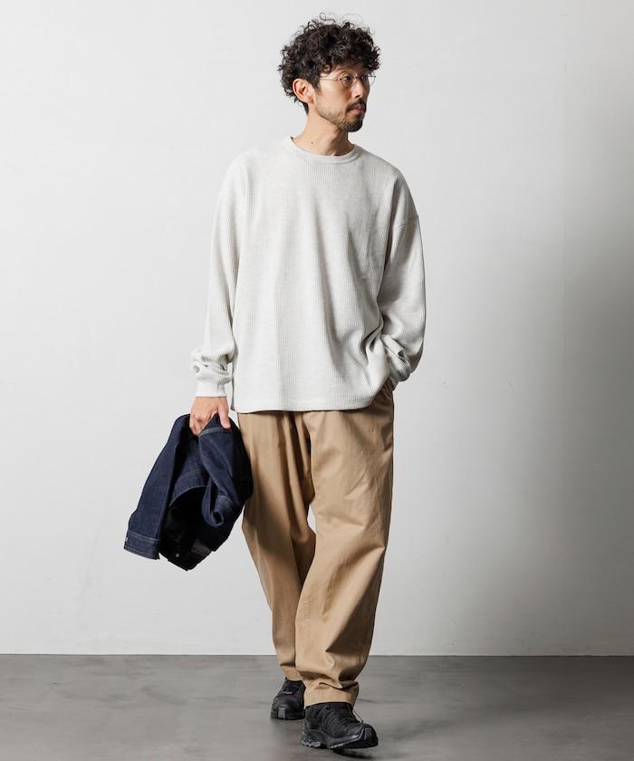 寬鬆版型長袖華夫格保暖長袖T恤