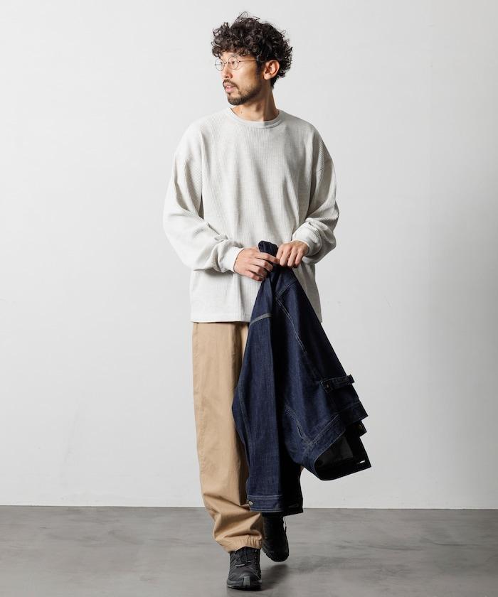 寬鬆版型長袖華夫格保暖長袖T恤