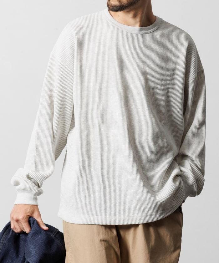 寬鬆版型長袖華夫格保暖長袖T恤