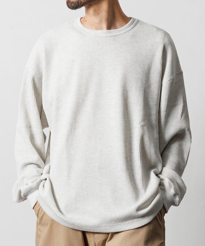 寬鬆版型長袖華夫格保暖長袖T恤