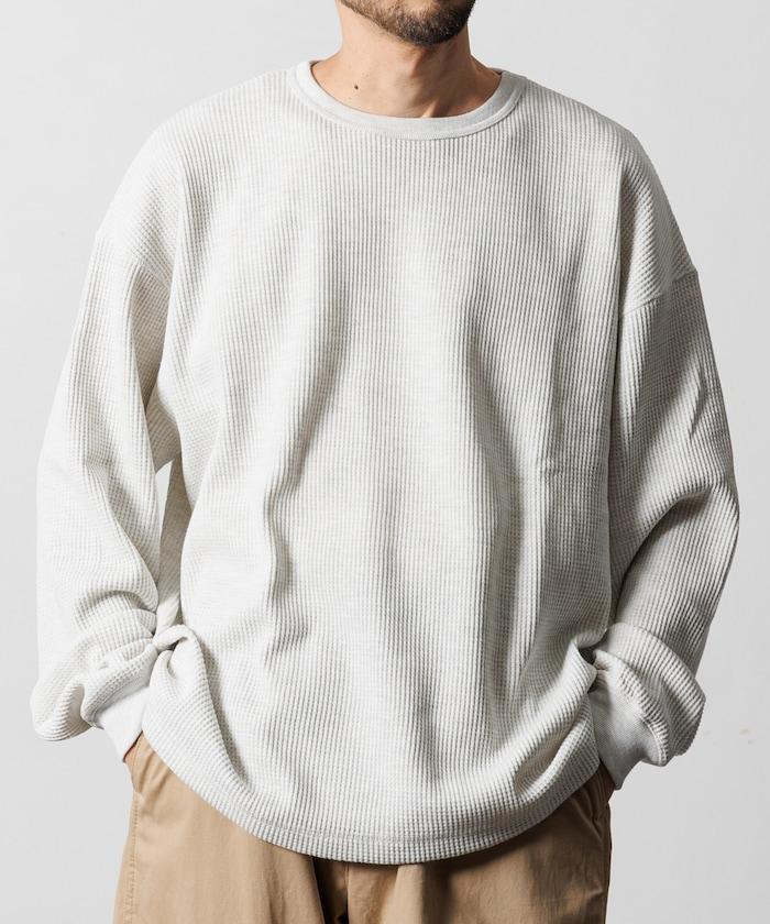 寬鬆版型長袖華夫格保暖長袖T恤