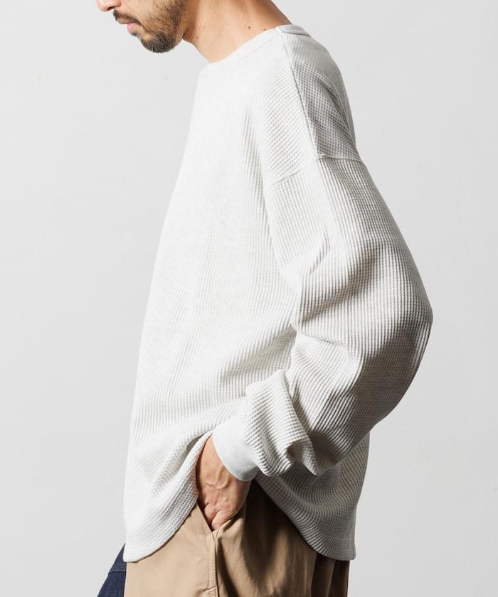 寬鬆版型長袖華夫格保暖長袖T恤