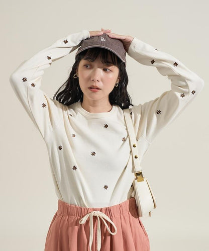 小雛菊刺繡長袖T恤