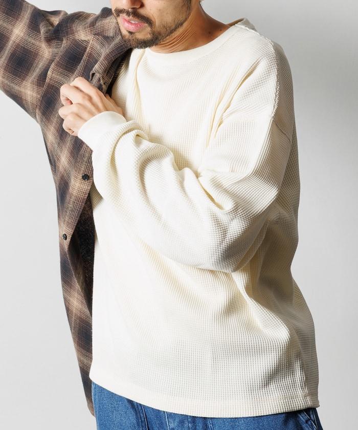 寬鬆版型長袖華夫格保暖長袖T恤