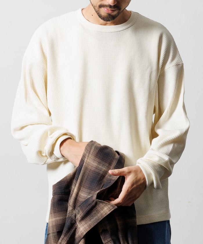 寬鬆版型長袖華夫格保暖長袖T恤