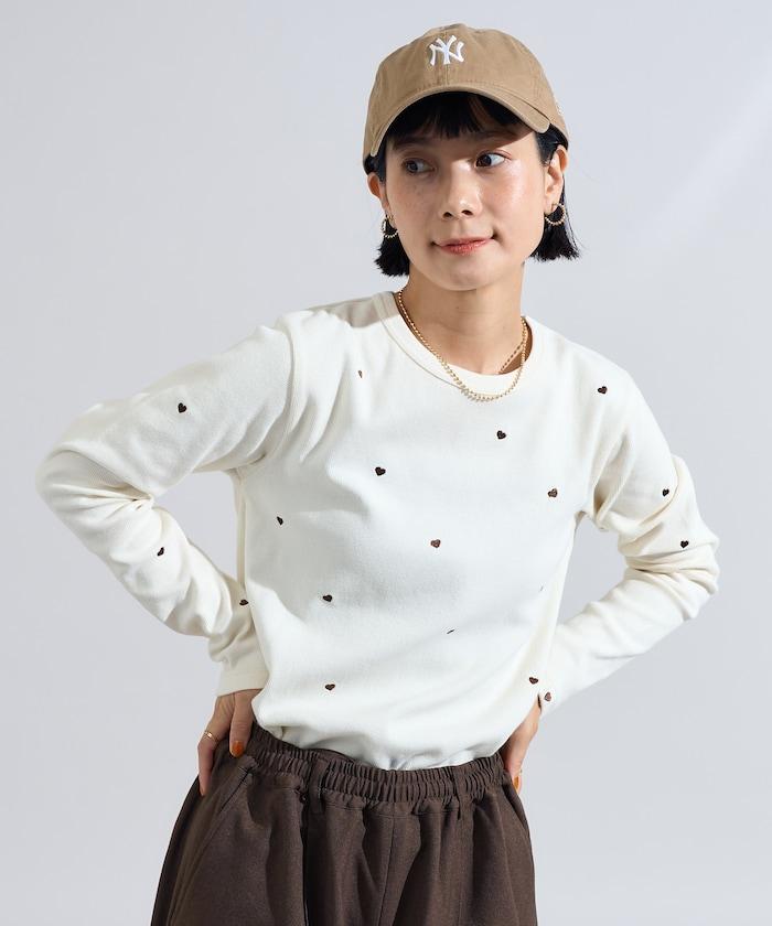 迷你愛心刺繡長袖T恤