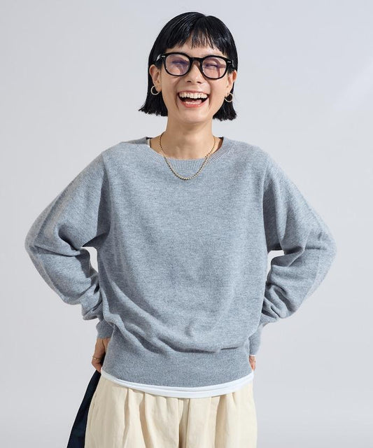 可機洗羊毛混紡圓領針織衫