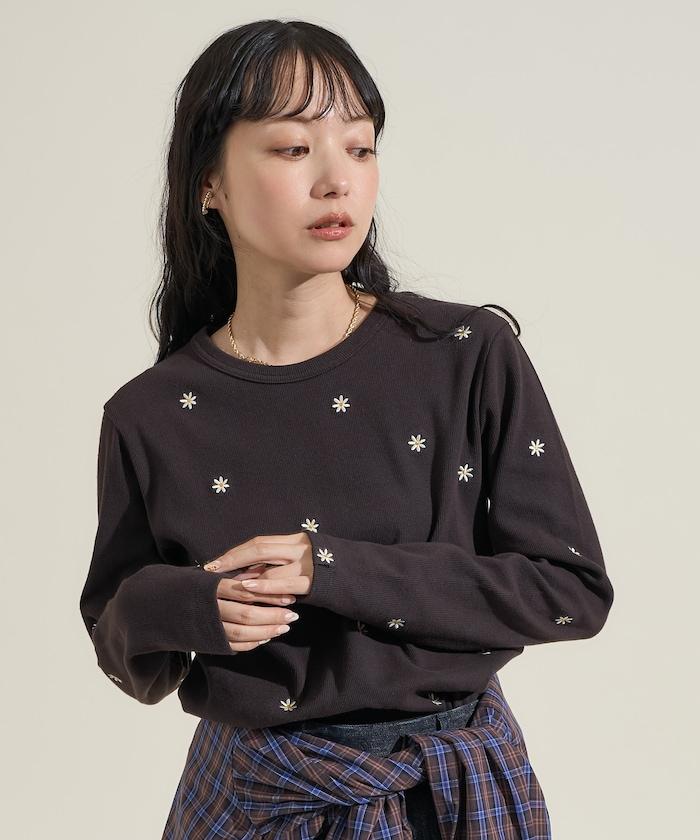 小雛菊刺繡長袖T恤