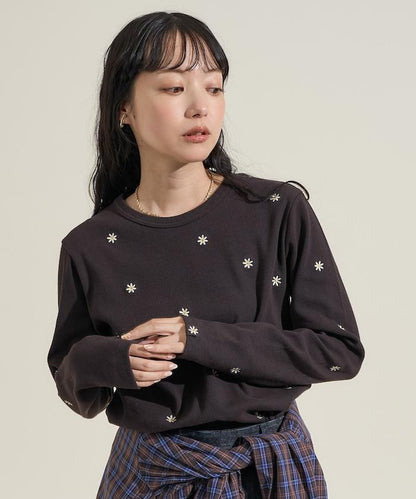 小雛菊刺繡長袖T恤