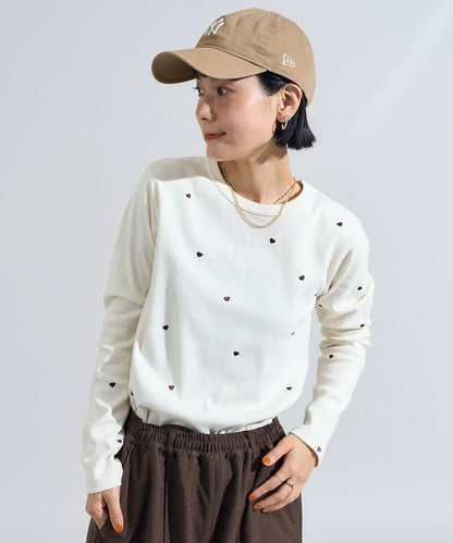 迷你愛心刺繡長袖T恤