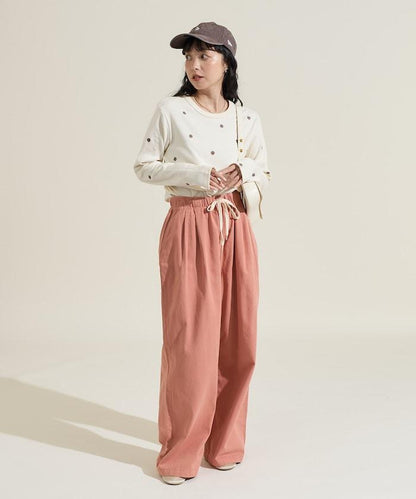 小雛菊刺繡長袖T恤