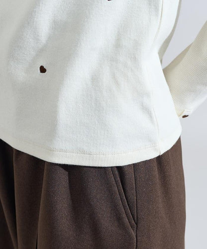 迷你愛心刺繡長袖T恤