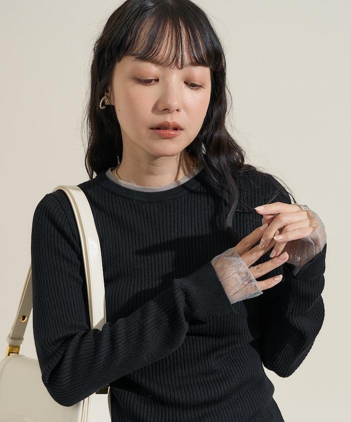 可水洗拼色疊穿透視針織衫