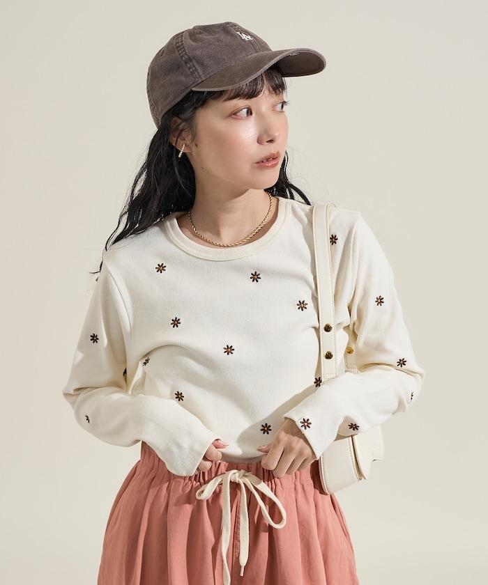 小雛菊刺繡長袖T恤