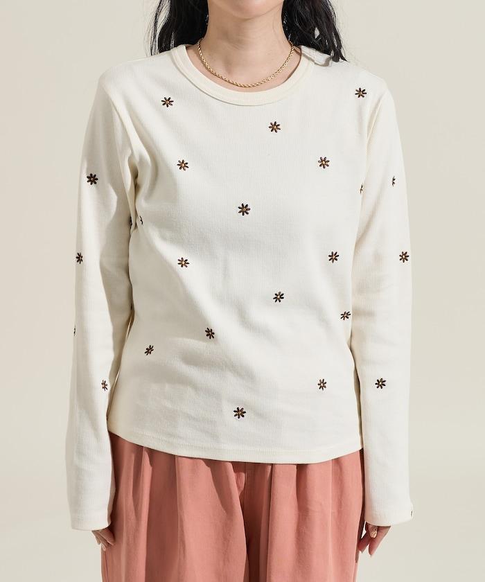 小雛菊刺繡長袖T恤