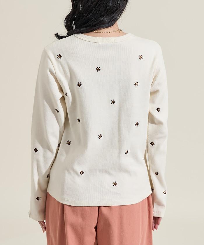 小雛菊刺繡長袖T恤