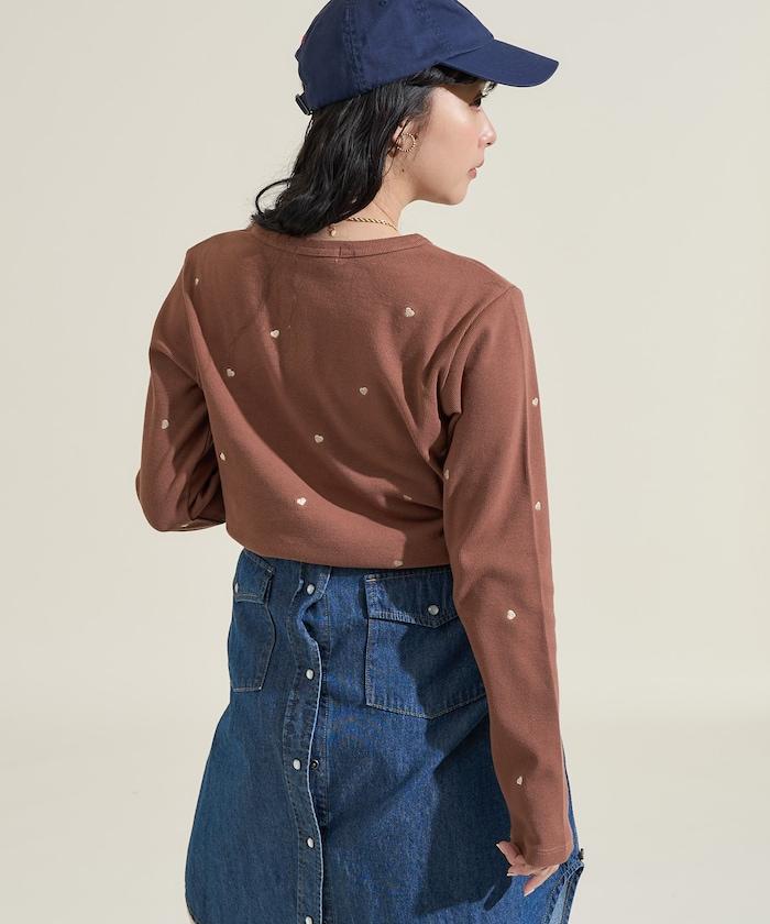 迷你愛心刺繡長袖T恤