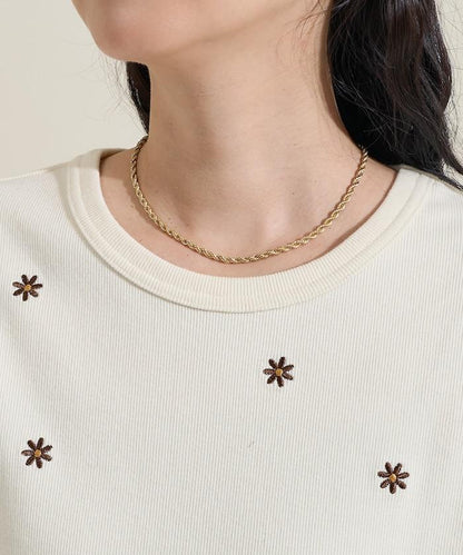 小雛菊刺繡長袖T恤