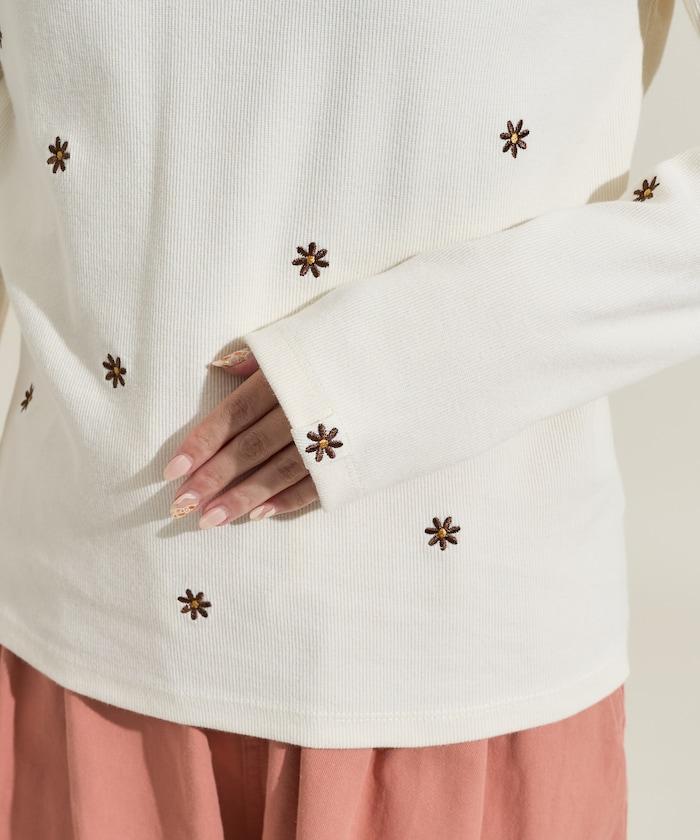 小雛菊刺繡長袖T恤