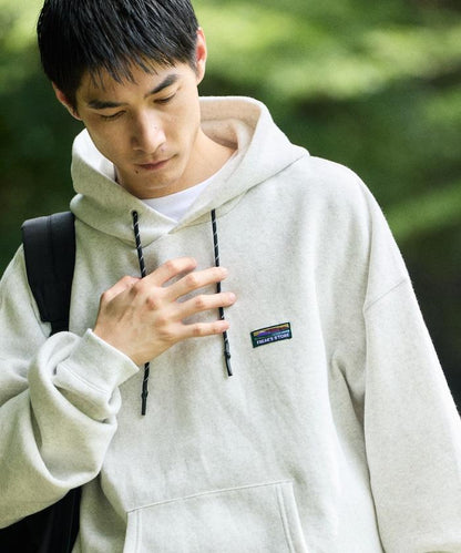 寬鬆版型 單點標誌套頭連帽衛衣/下襬抽繩/加絨內裡