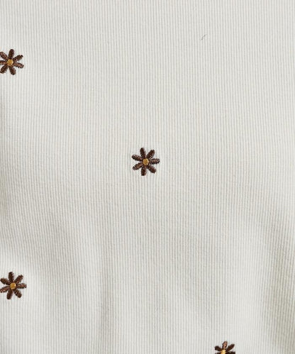 小雛菊刺繡長袖T恤