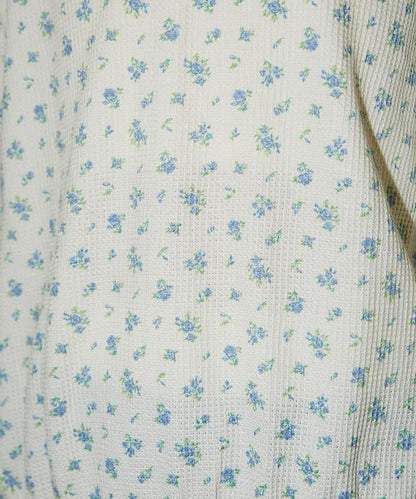 華夫格花卉圖案拉鍊連帽衫