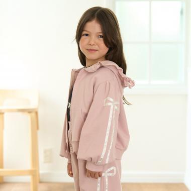 【可成套搭配】【防起球加絨】蝴蝶結條紋全拉鍊衛衣