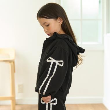 【可成套搭配】【防起球加絨】蝴蝶結條紋全拉鍊衛衣