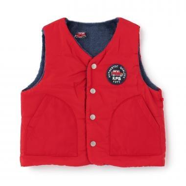 塔夫綢×汽車刺繡內裡羊羔絨加棉馬甲